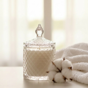 Bougie bonbonnière 'fleur de coton'